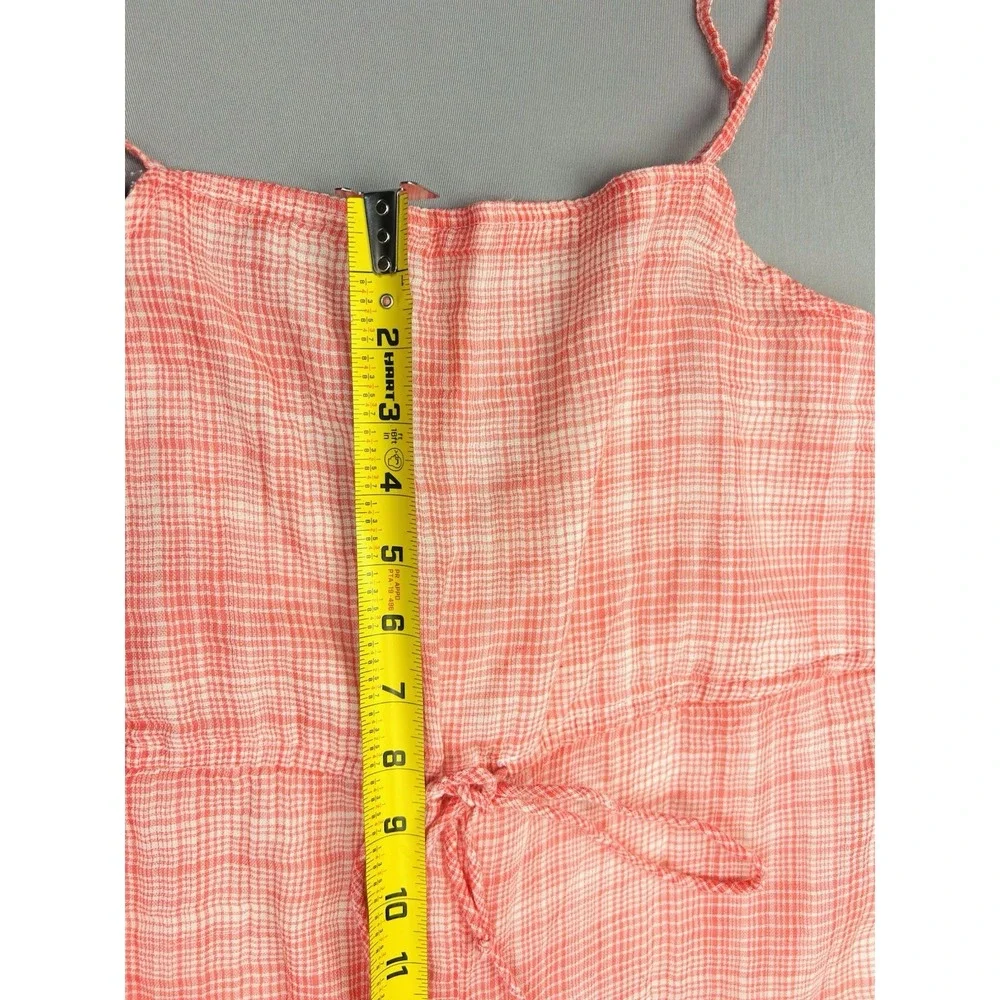 Urban Outfitters Women's XS Gauzy‎ Summer Coral Plaid Overalls Jumpsuit
